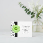 ウェディングレセプショングリーンガーベラデイジーブラックスクロール エンクロージャーカード (スタンド正面)