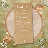 ウェディングレセプションサンキュー素朴座席表 メニュー