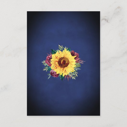 ウェディングレセプションサンフラワーネイビーフローラジャールライト エンクロージャーカード (裏面)