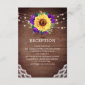 ウェディングレセプションサンフラワーパープルバラレース エンクロージャーカード (正面)