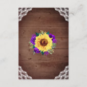 ウェディングレセプションサンフラワーパープルバラレース エンクロージャーカード (裏面)