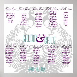ウェディングレセプションシーティングチャート – Peacockテーマ ポスター