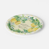 ウェディングレセプションジンガムレモンフローラリーフリース ペーパープレート (アングル)