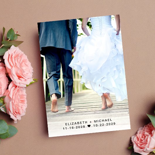 ウェディングレセプションダスティブルーフォトデートを保存 案内状