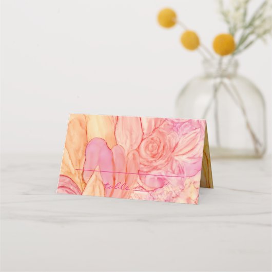 ウェディングレセプションテントカードフレッシュな花 プレイスカード (正面)