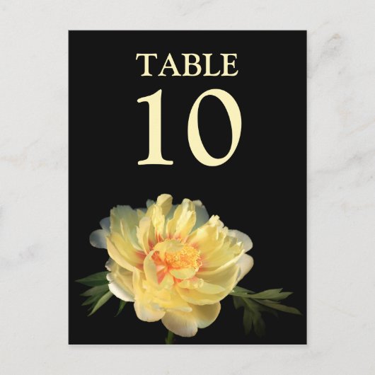 ウェディングレセプションテーブル番号カードフローラ牡丹 ポストカード (正面)