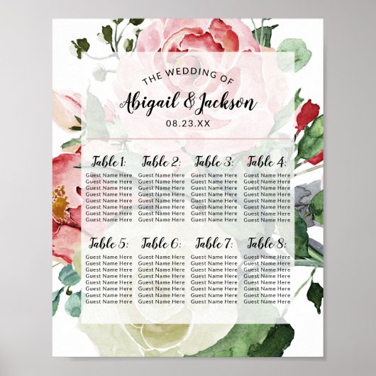 ウェディングレセプションテーブル番号座席表の記号 ポスター (正面)