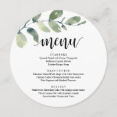 ウェディングレセプションディナー、ユーカリ緑 メニュー (正面)