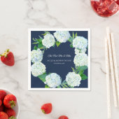 ウェディングレセプションデコールネイビーウィホワイトアジサイ・アート スタンダードカクテルナプキン (インサイチュ)