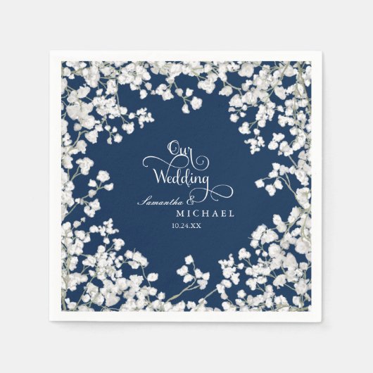 ウェディングレセプションデコールバビーズブレスリースフローラ スタンダードカクテルナプキン (正面)