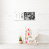 ウェディングレセプションハッピーカップル写真ホワイトウェルカム 横断幕 (インサイチュ)