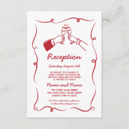 ウェディングレセプションハンドドロー図解入りの、写真付きのド エンクロージャーカード