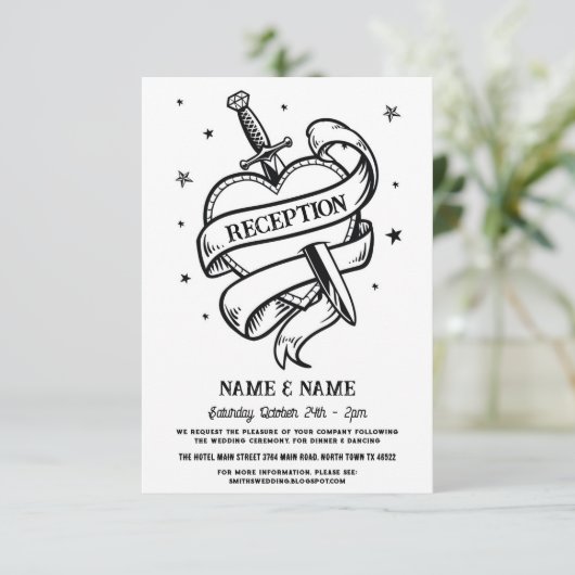 ウェディングレセプションハートナイフタトゥー伝統的 エンクロージャーカード (スタンド正面)