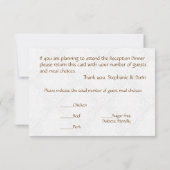 ウェディングレセプションバタフライブロケード茶色 招待状 (裏面)