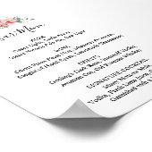 ウェディングレセプションバーメニューピンクフローラスクリプト ポスター (角)