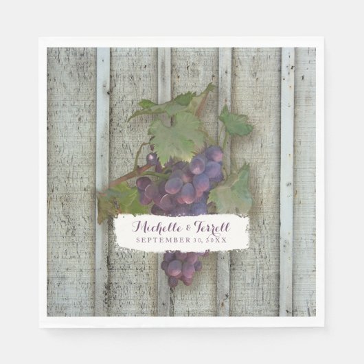 ウェディングレセプションパーソナライズされたブドウ園ブドウ スタンダードランチョンナプキン (正面)