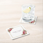 ウェディングレセプションパーティーエレガントフローラ幾何学模様 スクエアペーパーコースター (インサイチュ)