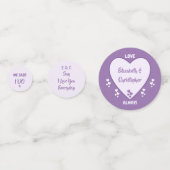 ウェディングレセプションパープルと薄紫ハートテーブル コンフェッティ (正面)