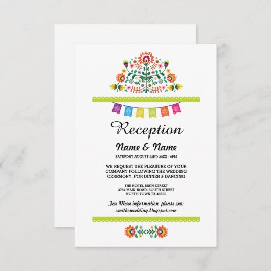 ウェディングレセプションフィエスタカードメキシカンインサート 招待状 (正面/裏面)