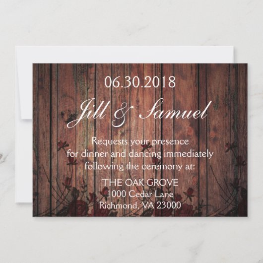 ウェディングレセプションフェイク美しい木とレース 招待状 (正面)