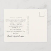 ウェディングレセプションフォトクリーム日付を保存 案内ポストカード (裏面)