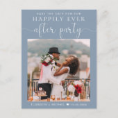 ウェディングレセプションフォトダスティブルー日付を保存 案内ポストカード (正面)