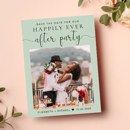 ウェディングレセプションフォトQRコードセージ日付を保存 案内ポストカード