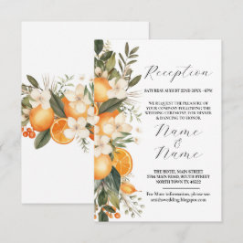 ウェディングレセプションフラワーサマーフルーツオレンジ エンクロージャーカード