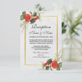 ウェディングレセプションフラワーレッド金ゴールドクリスマス エンクロージャーカード (スタンド正面)