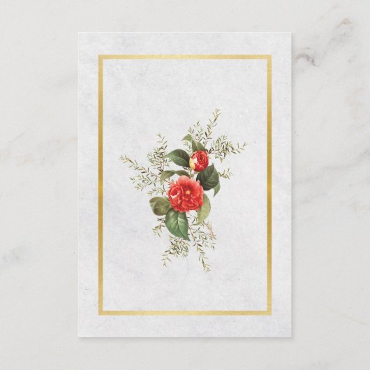 ウェディングレセプションフラワーレッド金ゴールドクリスマス エンクロージャーカード (裏面)