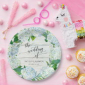 ウェディングレセプションブルーホワイトアジサイリースウッド ペーパープレート (パーティー)