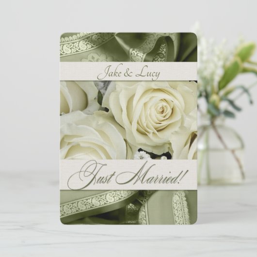 ウェディングレセプションブーケとグリーン 招待状 (スタンド正面)