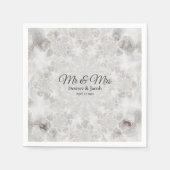 ウェディングレセプションホワイトシルバーシンプル金ゴールドエレガント スタンダードカクテルナプキン (正面)