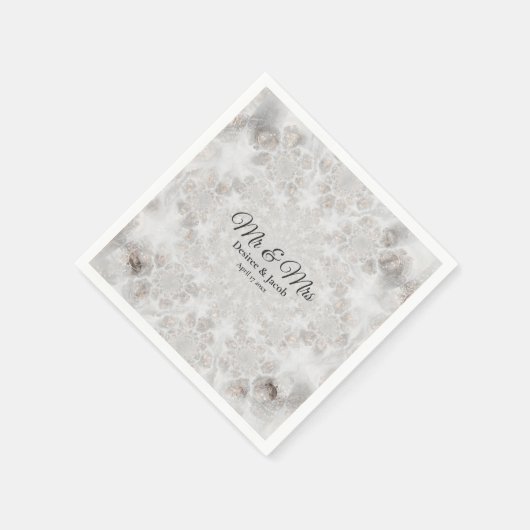 ウェディングレセプションホワイトシルバーシンプル金ゴールドエレガント スタンダードカクテルナプキン (角)