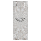 ウェディングレセプションホワイトシルバーシンプル金ゴールドエレガント ワインギフトバッグ (裏面)