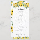 ウェディングレセプションメニューひまわり緑 メニュー (正面/裏面)