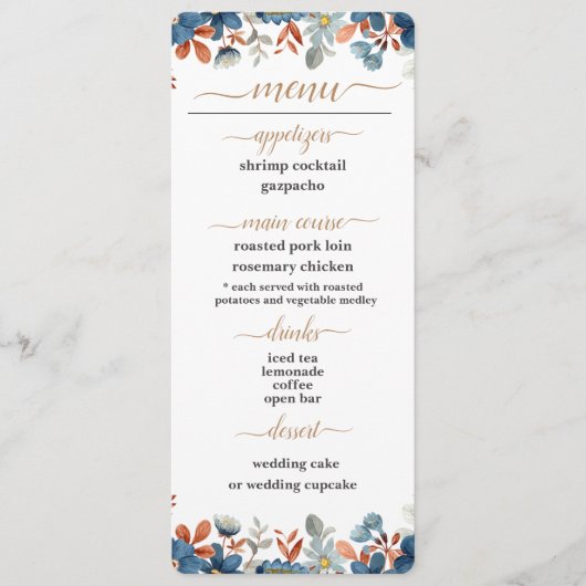 ウェディングレセプションメニューカード メニュー (正面)