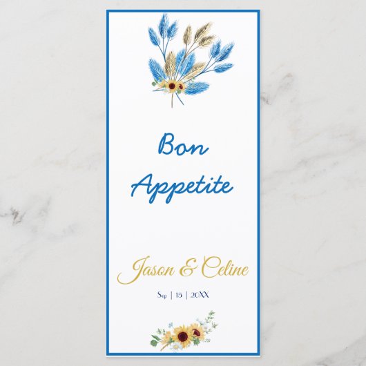 ウェディングレセプションメニュー メニュー (裏面)