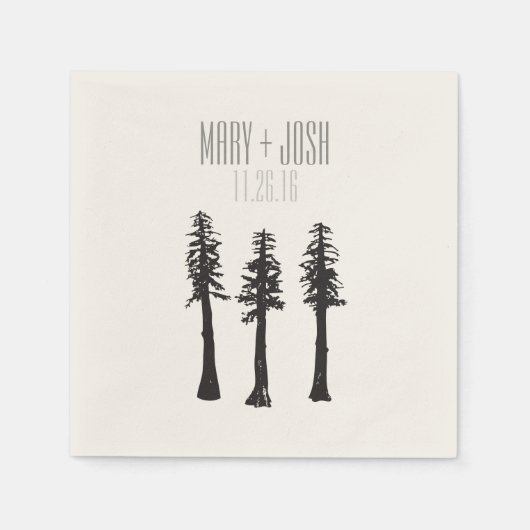 ウェディングレセプションレッドウッドツリーズカクテルナプキン スタンダードカクテルナプキン (正面)