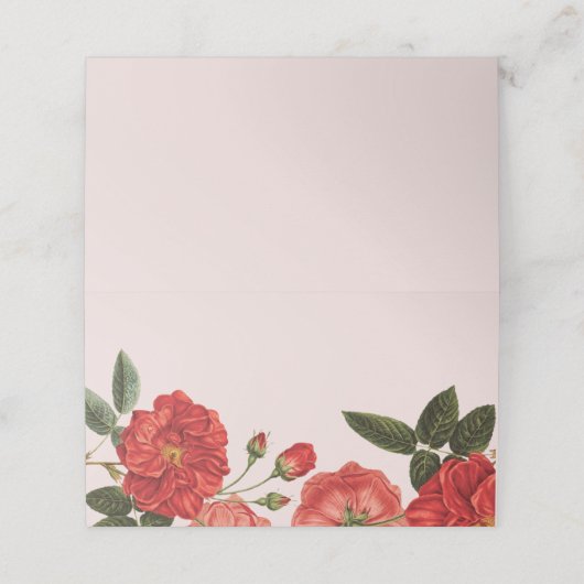 ウェディングレセプションヴィンテージ赤バラフローラブーケ プレイスカード (外部開封)