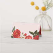 ウェディングレセプションヴィンテージ赤バラフローラブーケ プレイスカード (正面)