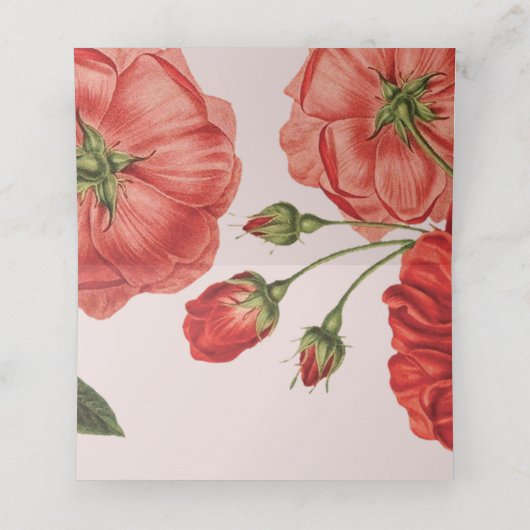 ウェディングレセプションヴィンテージ赤バラフローラブーケ プレイスカード (内部開封)