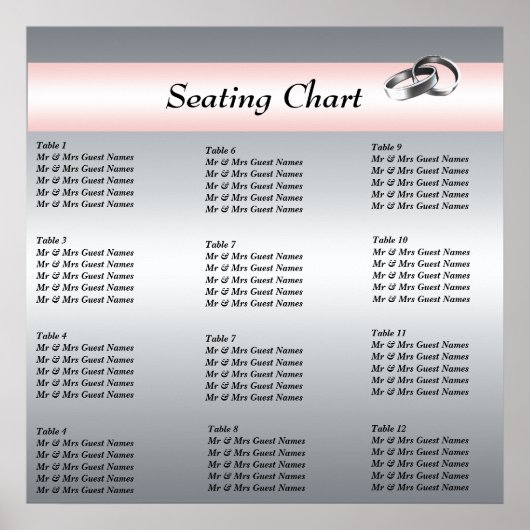 ウェディングレセプション座席表ポスター ポスター (正面)