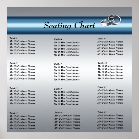 ウェディングレセプション座席表ポスター ポスター (正面)
