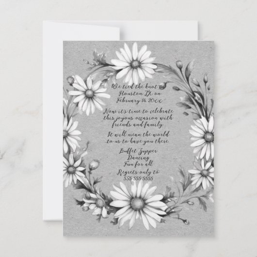 ウェディングレセプション後パーティーお祝いB/W ノートカード (裏面)