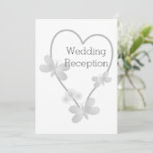 ウェディングレセプション招待状シルバーハートバタフライ 招待状 (スタンド正面)