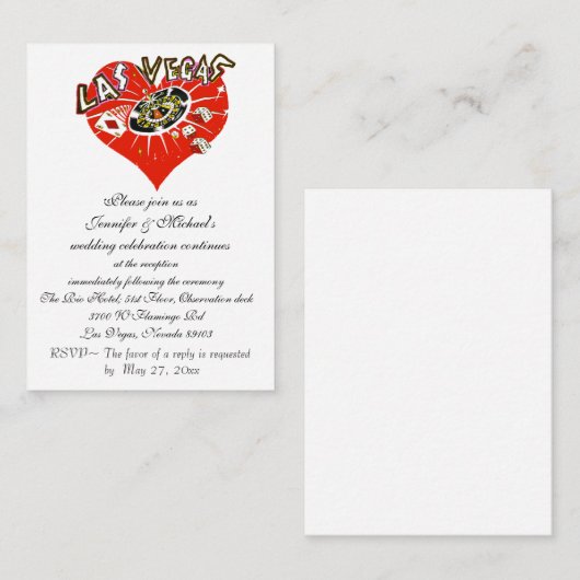ウェディングレセプション招待状ラスベガス エンクロージャーカード (正面/裏面)