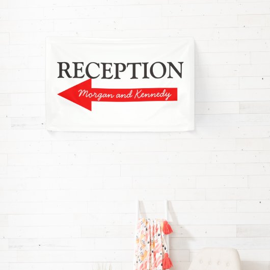 ウェディングレセプション方向矢印離れ点 横断幕 (インサイチュ)