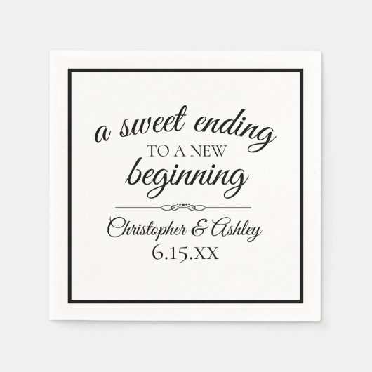 ウェディングレセプション甘いエンディング新始 スタンダードカクテルナプキン (正面)
