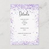 ウェディングレセプション詳細スミレラベンダーグリッター エンクロージャーカード (正面)